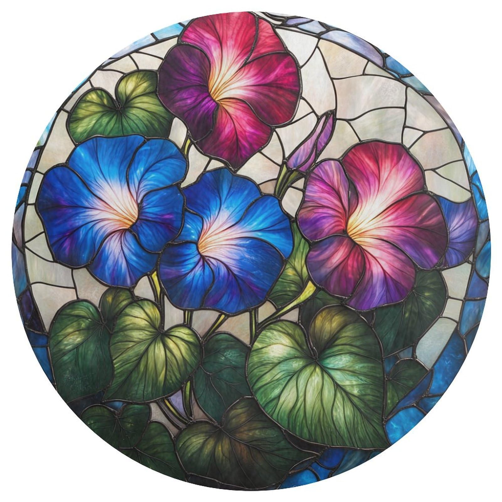 Grand tapis rond moderne antidérapant floral 90 cm salon chambre
