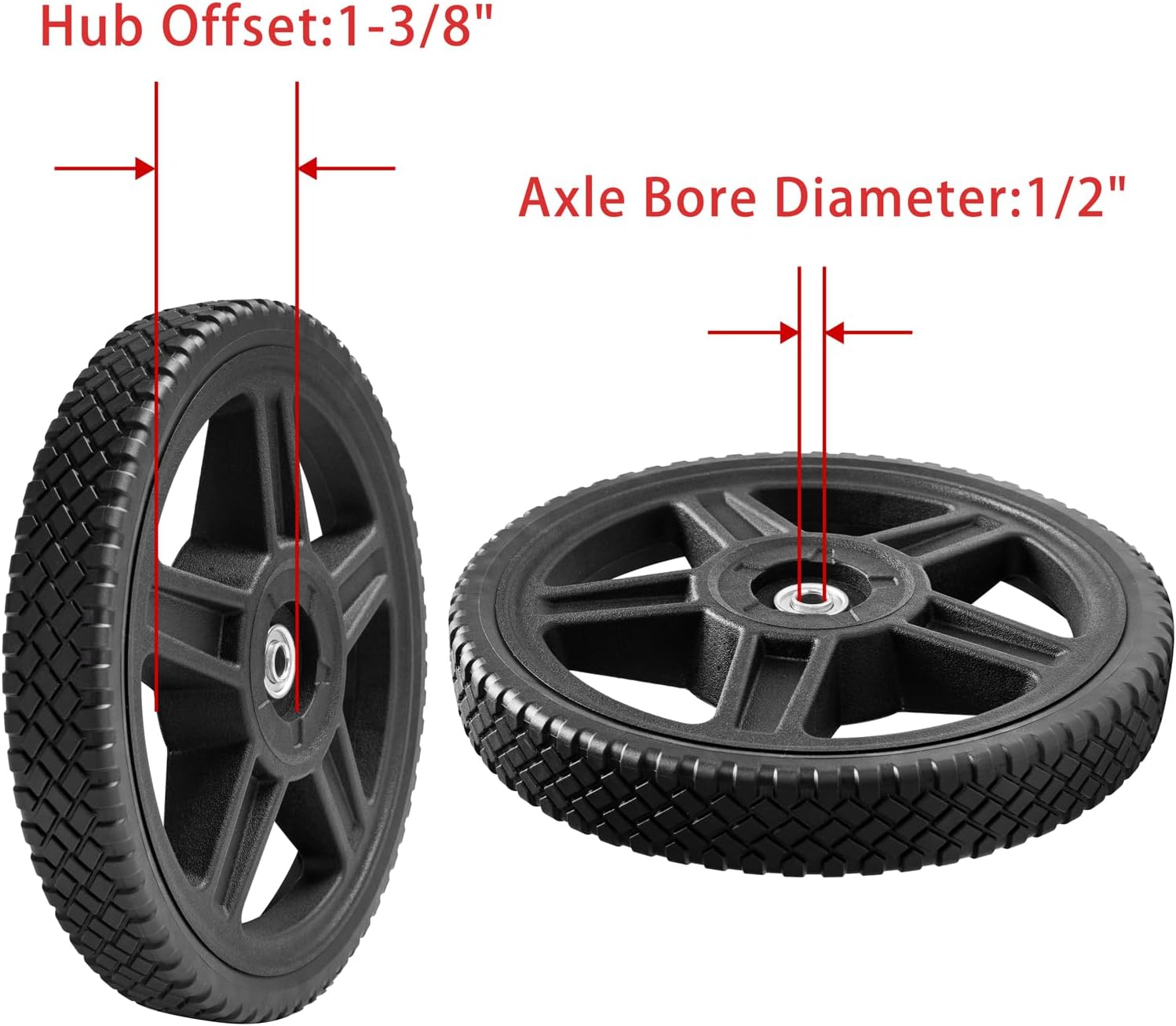 Parts Camp Push Mower Wheel kits 10 inch Wheels for Lawn Mower Cart Wheels 10 inch (Set of 2)