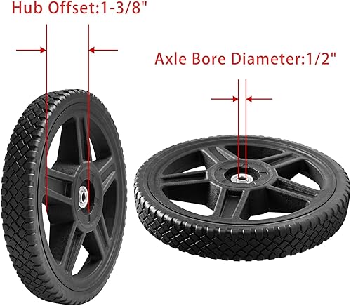 Miniatura 3 de Parts Camp Juego de 2 ruedas de cortacésped de 10 pulgadas para cortacésped, carrito, ruedas de 10 pulgadas (juego de 2)