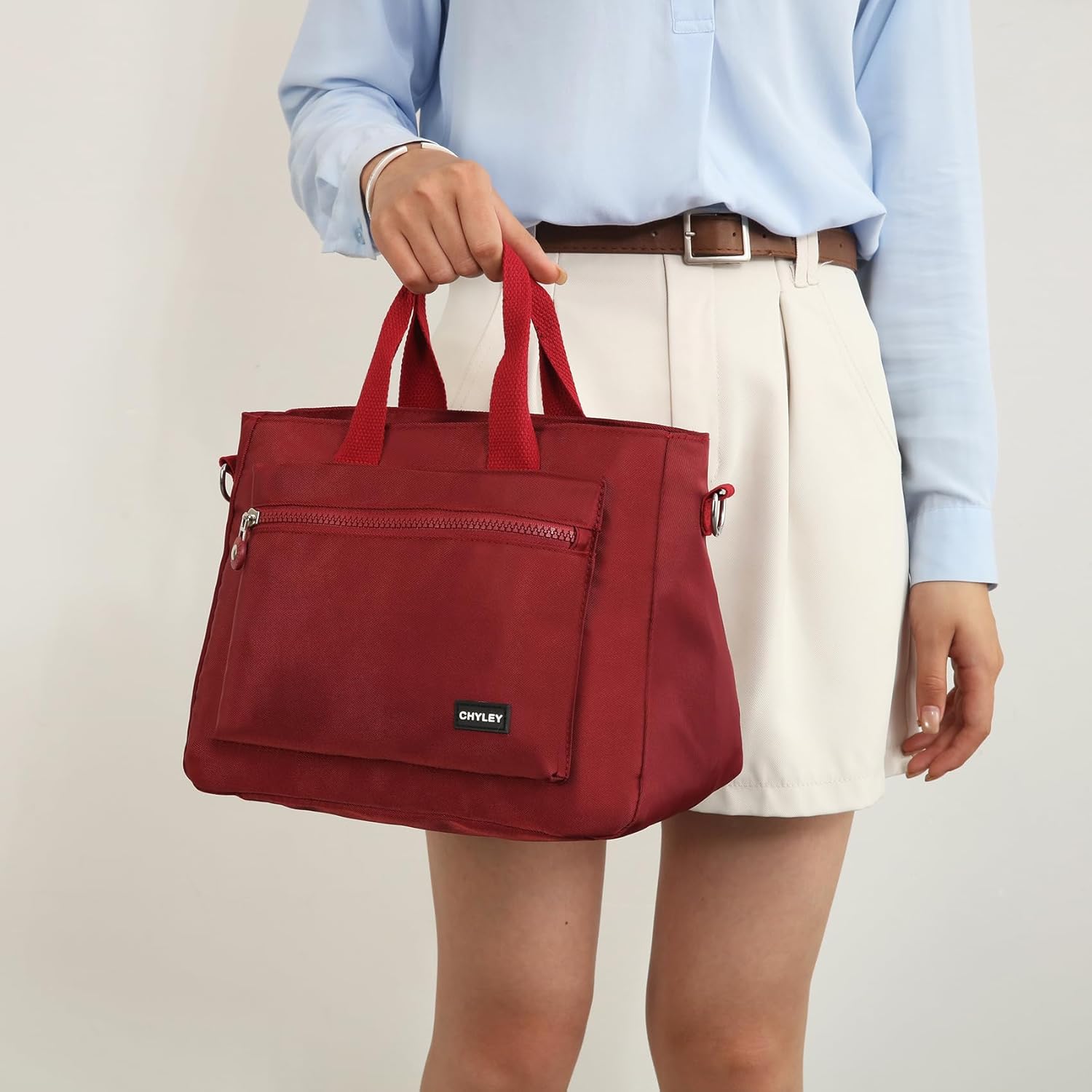 Small Tote Bag for Women,Canvas Crossbody Bags Shoulder Bag With Zipper,Satchel Purse Work Handbag - Image 2