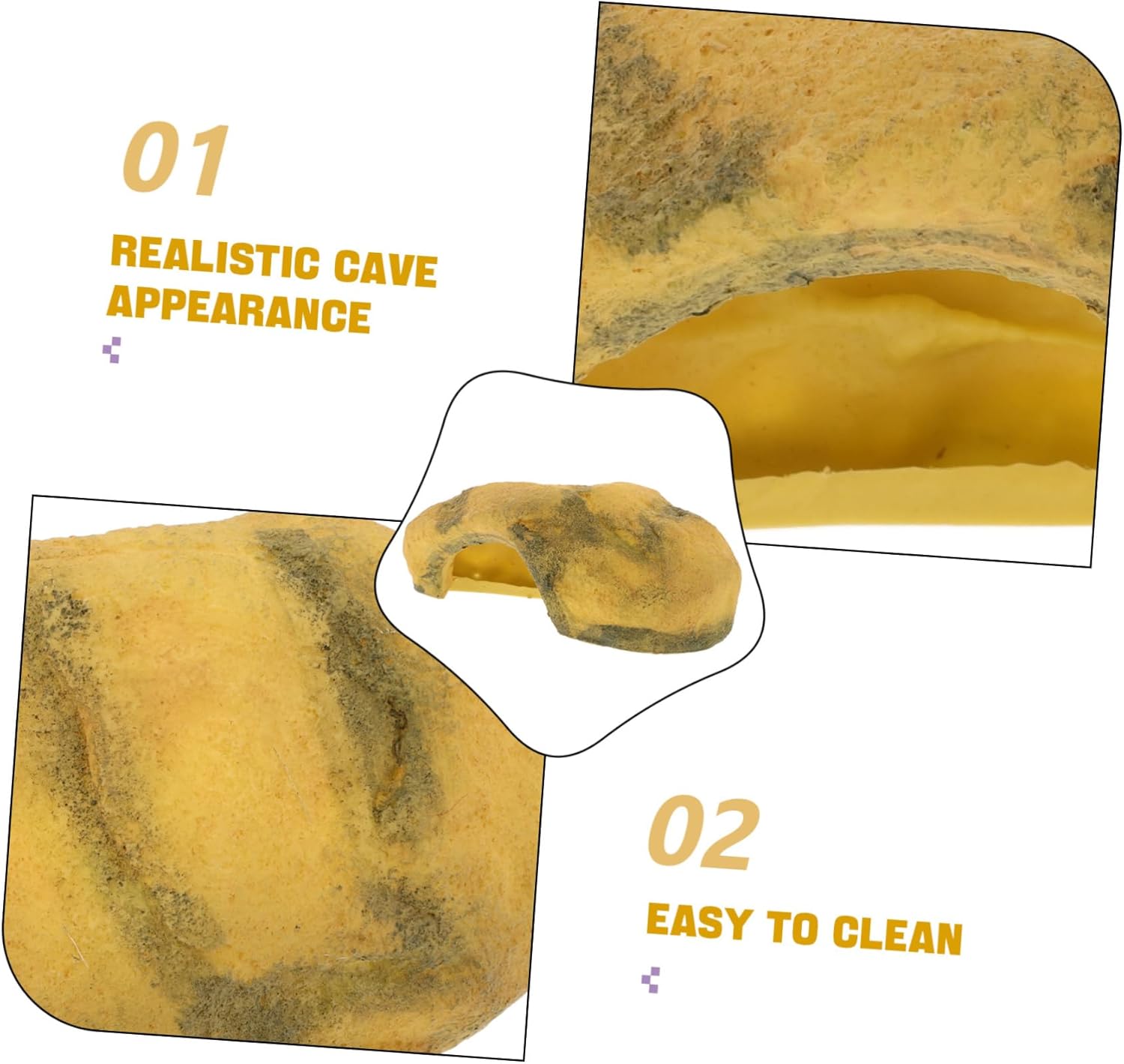 Yardwe 5pcs Simulation Rock Reptile Cave Hideout for Bearded Dragon Turtle Basking Platform Resin Terrarium Decor Natural Look for Snake and Tortoise Habitats Easy to Clean