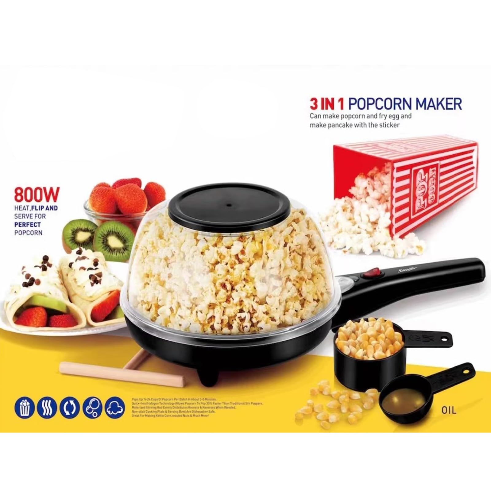 Macchina per popcorn Macchina for popcorn elettrica for automatica ad aria calda for uso domestico for pancake e frutta