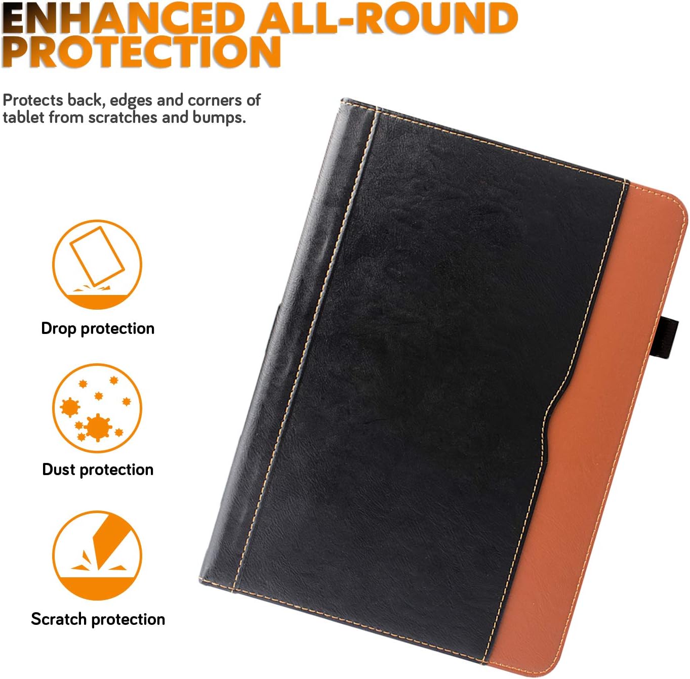ZoneFoker iPad Air 3 10.5 inch 2019 Leather Case, 360 Protection Multi-Angle Viewing Auto Sleep/Wake Folio Stand Cases with Pencil Holder for iPad Air3 3rd Generation - Black/Brown