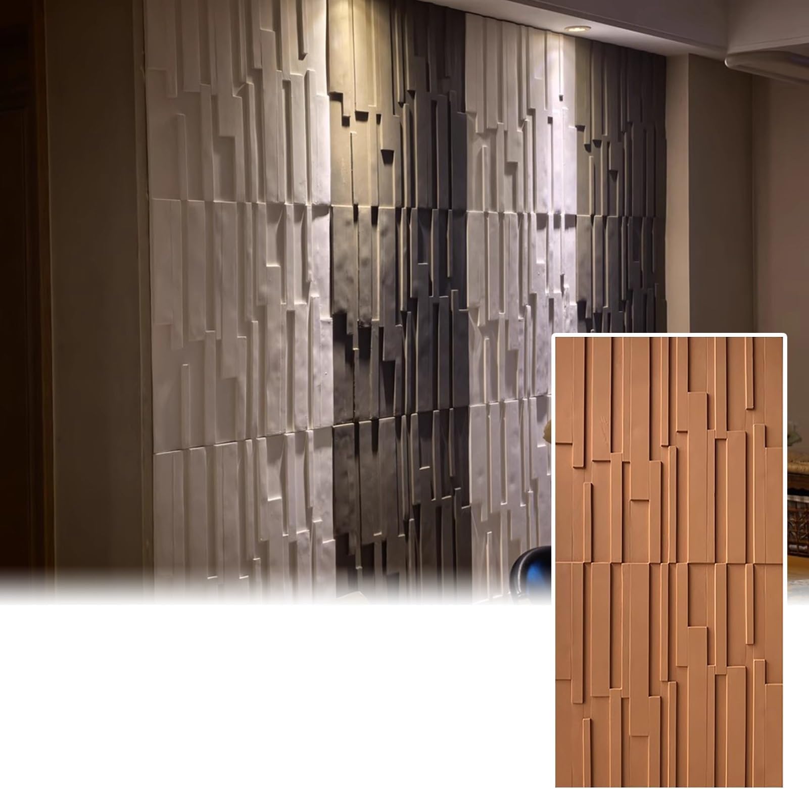 Fluted Textured 3D Wall Panel Covering, Slat Wall Cladding Panels for Home Art, Decorative Wainscoting Plate Cover for TV Backdrop/Living Room(Brown-B,2pack)