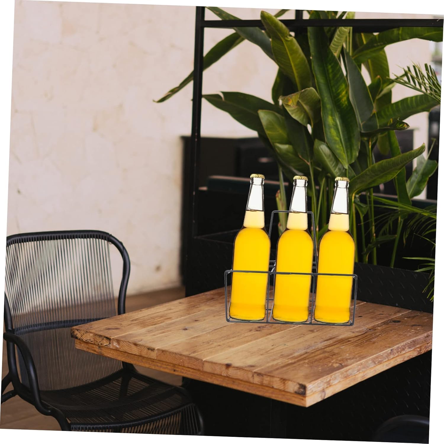Portable Iron Craft Bottle Storage Rack Handheld Basket for Milk and Beer Bottles Practical Kitchen Organizer and Convenient for Home Bars and Parties