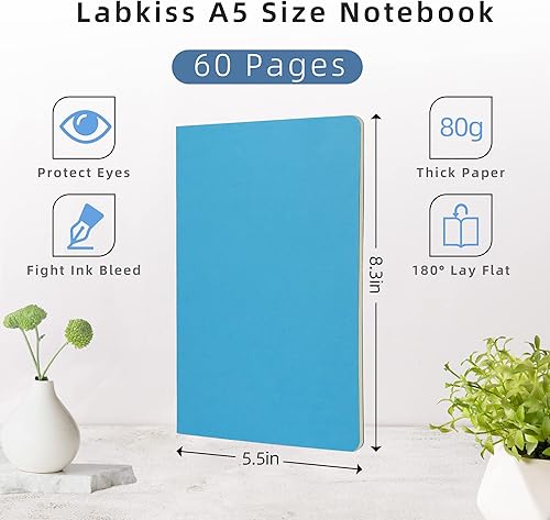 Miniatura 5 de Paquete de 24 cuadernos y diarios a granel, tapa múltiple, papel grueso de línea, tamaño A5, 5.5 x 8.3 pulgadas, 60 páginas, juego de bloc de notas