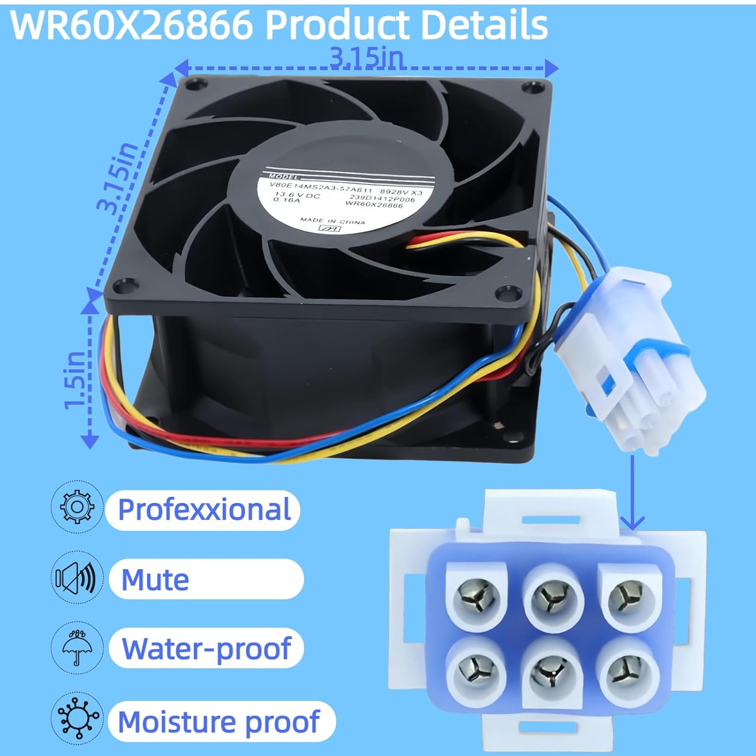 Refrigerator Evaporator Fan Motor,for GE Refrigerator Models GFE28GMKBES GFE28GMKGES GFE28GSKBSS GFE28GSKKSS GNE29GSFGSS GNE29GSKISS PFE29PSDCSS GFE28GSKHSS GFE26GSKJSS GFE26GSKBSS GFE29HSDASS