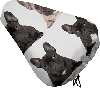 Waterproof Bicycle Seat Covers French Bulldog Bike Seat Cover | Universal Bicycle Saddle Cover with Drawstring, Rain Dust & Sun Protection Bike Seat Cushion Cover for Road, Mountain Bikes