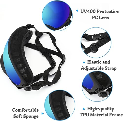 Miniatura 9 de Gafas de sol para perros, lentes de sol grandes para perros, gafas de protección UV para mascotas con correa ajustable para perros grandes y medianos