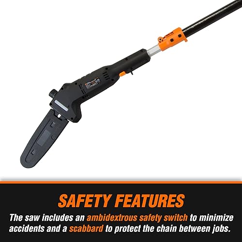 Miniatura 8 de WEN 4019 Sierra de poste telescópica eléctrica de 8 pulgadas de 6 amperios, eléctrica con cable - Negro y naranja