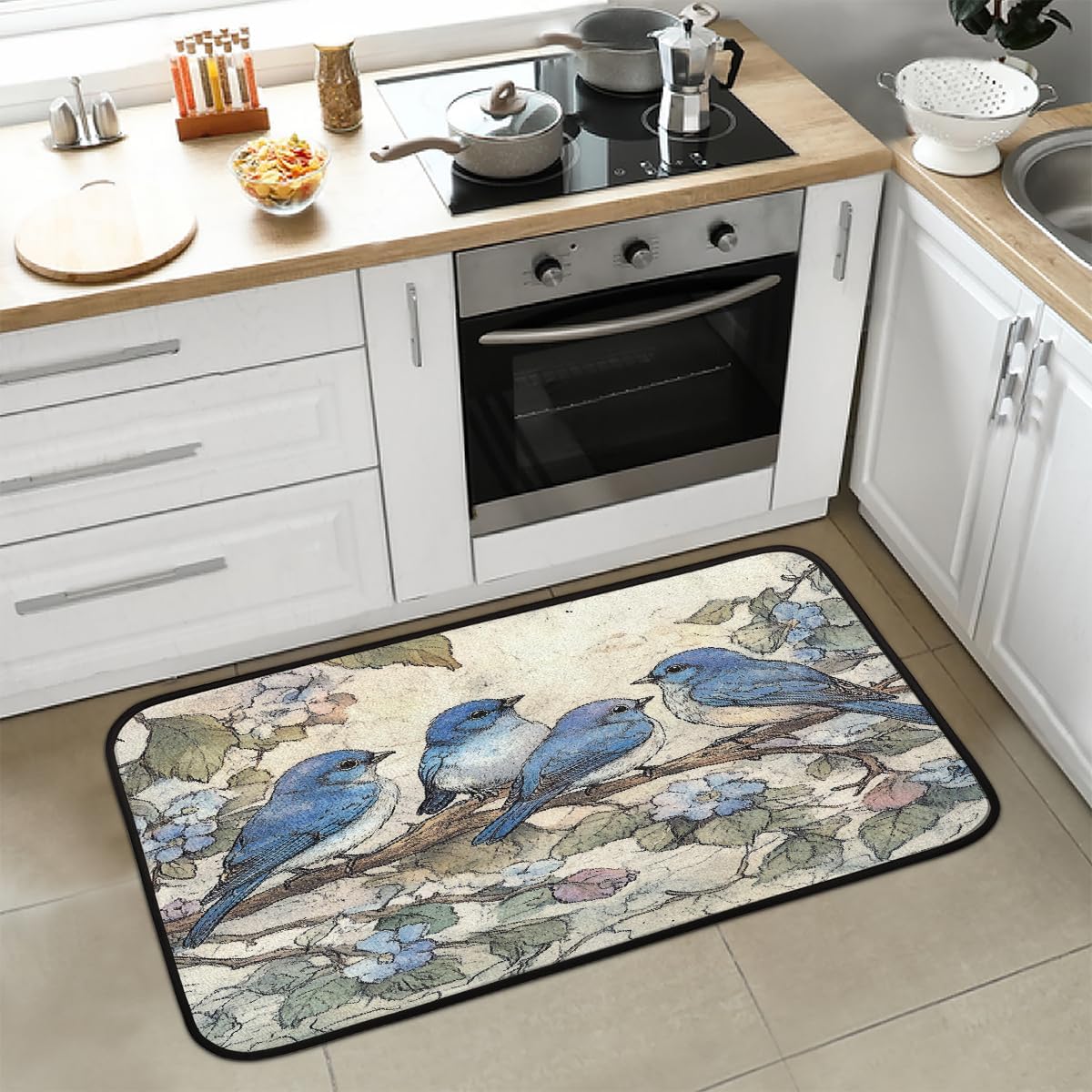 Vintage Grapes Grapevine Leaves Kitchen Rug Mats Anti Fatigue, Non Slip Doormat Comfort Standing Mat for Indoor Entryway Bedroom Garage Floor 39"x 20"