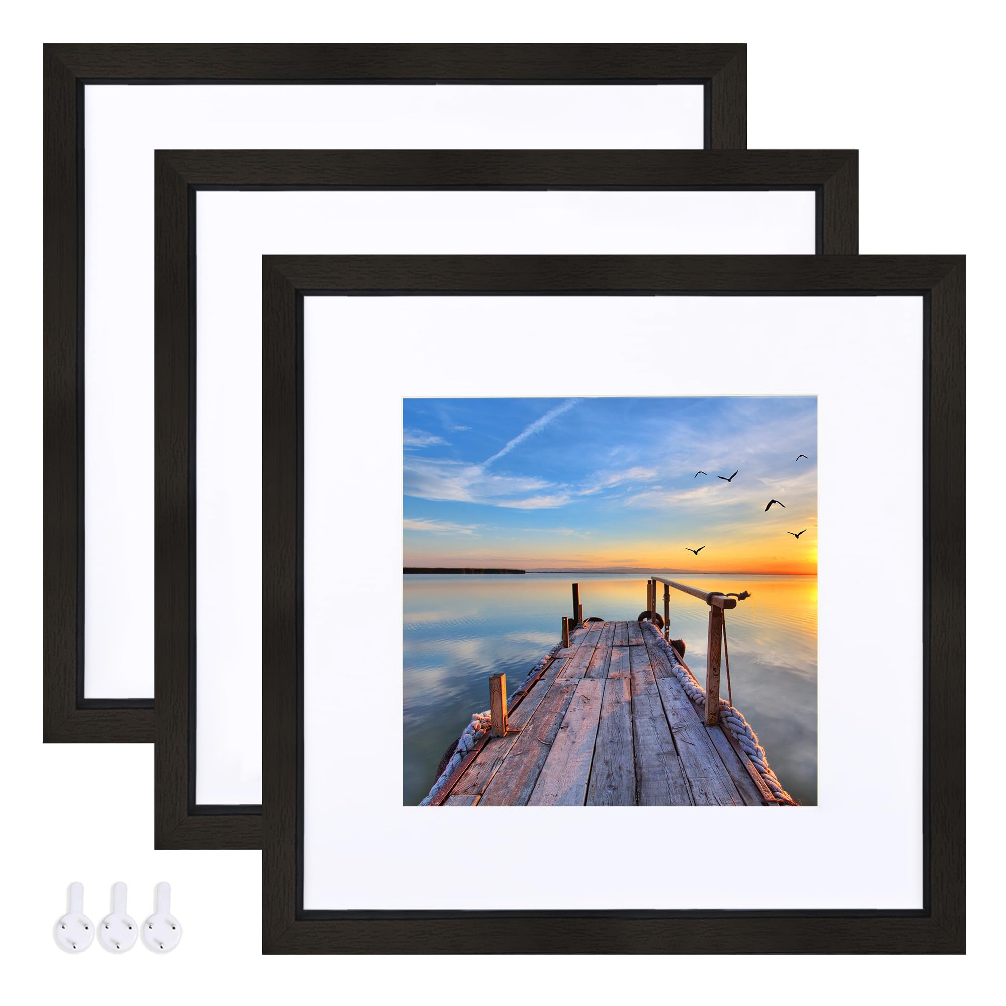 Amazon.com - Hongkee 12x12 Black Picture Frame set of 3, Made of