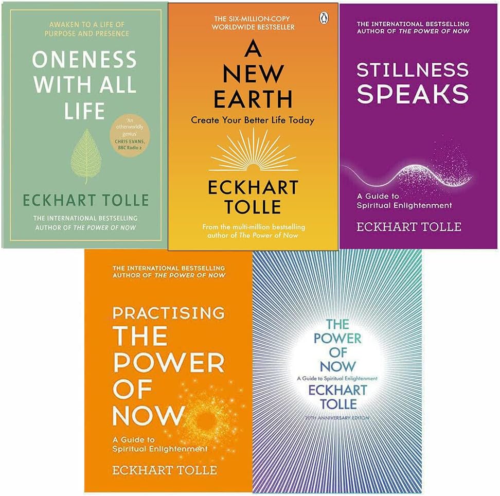 Eckhart Tolle The Power Of Now Collection 5 Books Set (The Power of Now, Practising the Power of Now, Stillness Speaks, A New Earth, [Hardcover] Oneness With All Life)