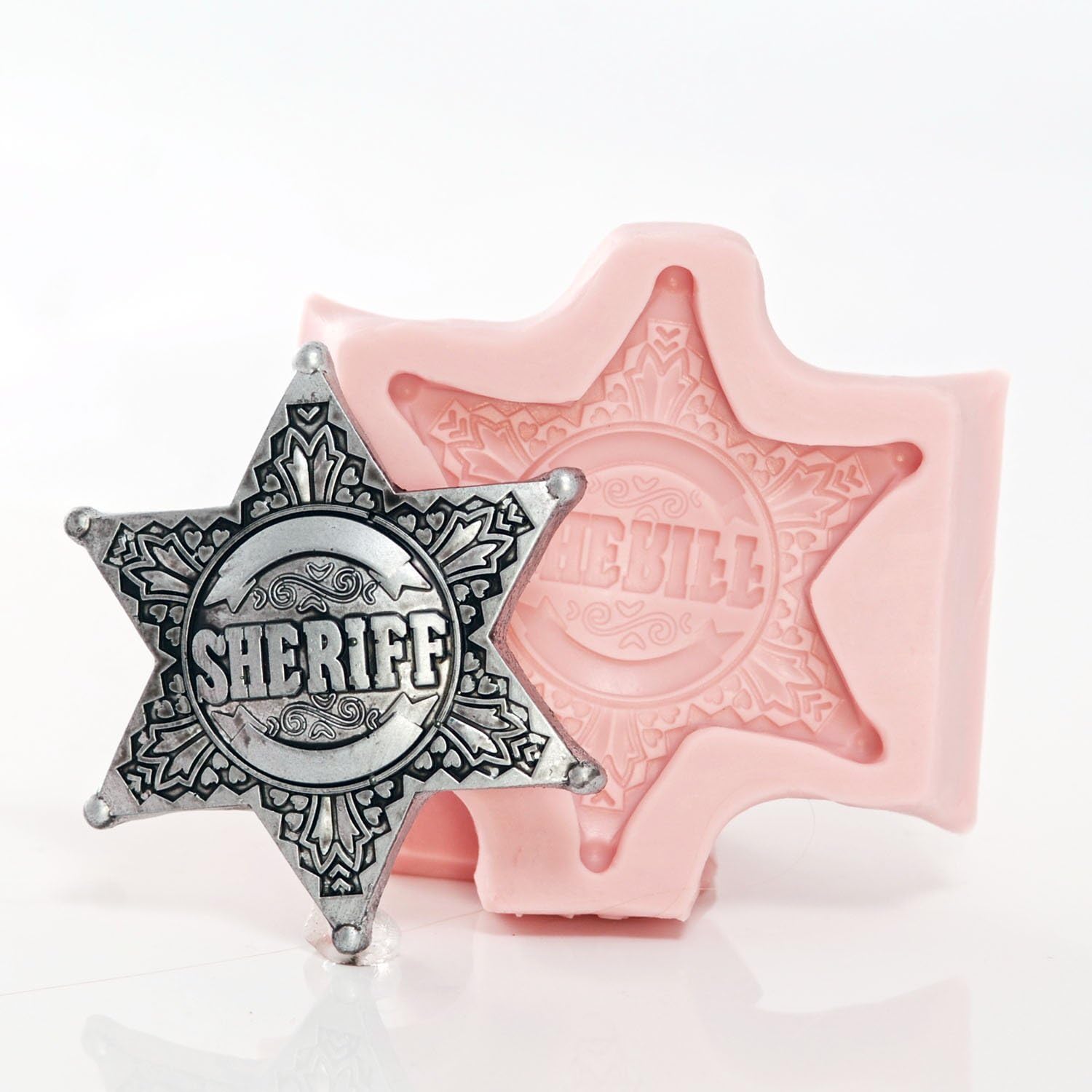 Silicone Sheriff Badge Mold Make Your Own Western Sheriff Badge out of Chocolate, Fondant, Candy, Resin, Clay, Wax, Flexible Food Safe and Easy to Use