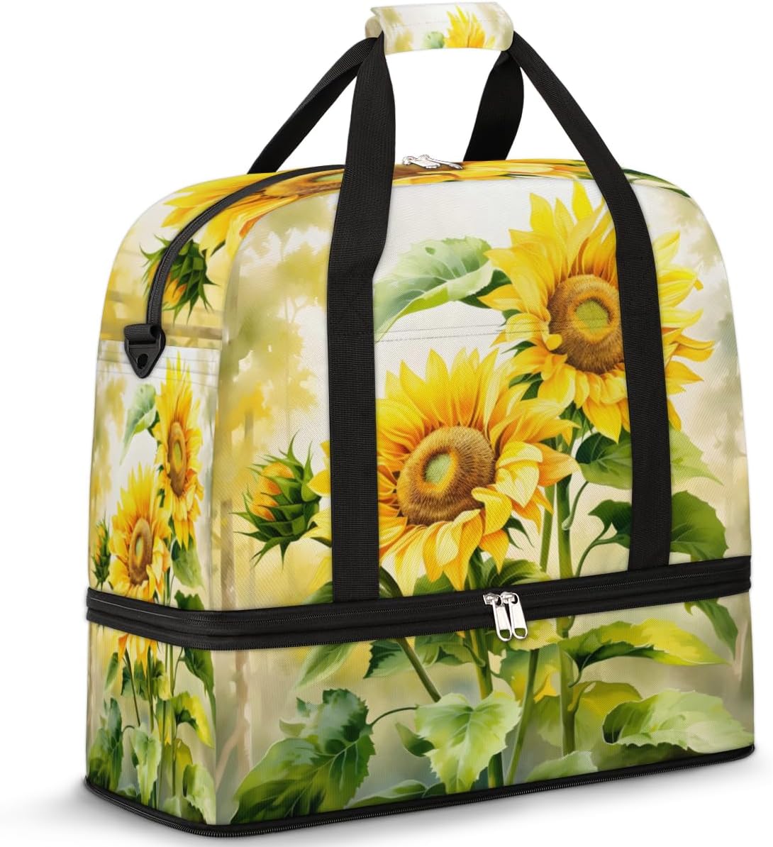 QsirBC Classic Sunflower Texture Gym Bag for Women Duffle Tote with Shoes Compartment Men Weekender Duffel for Dance Travel Sports Swimming Overnight