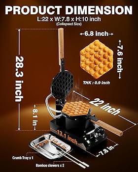 Amazon.co.jp : 業務用バブルワッフルメーカー、1500Wエッグパフ