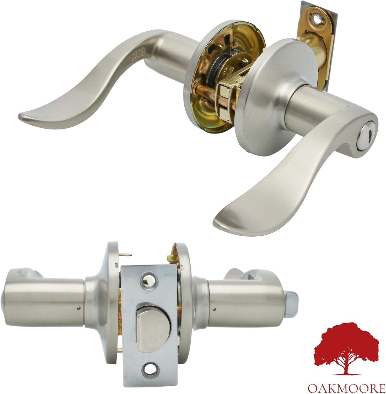 Black Friday - 40% OFF Richmond Privacy Door Lever Set - 6 Pack - Locking Door Handle Set- for Bedroom & Bathroom Doors - Nickel Silver Finish - Reversible Right & Left Side Handed, Contractor Pack (6 Pack)