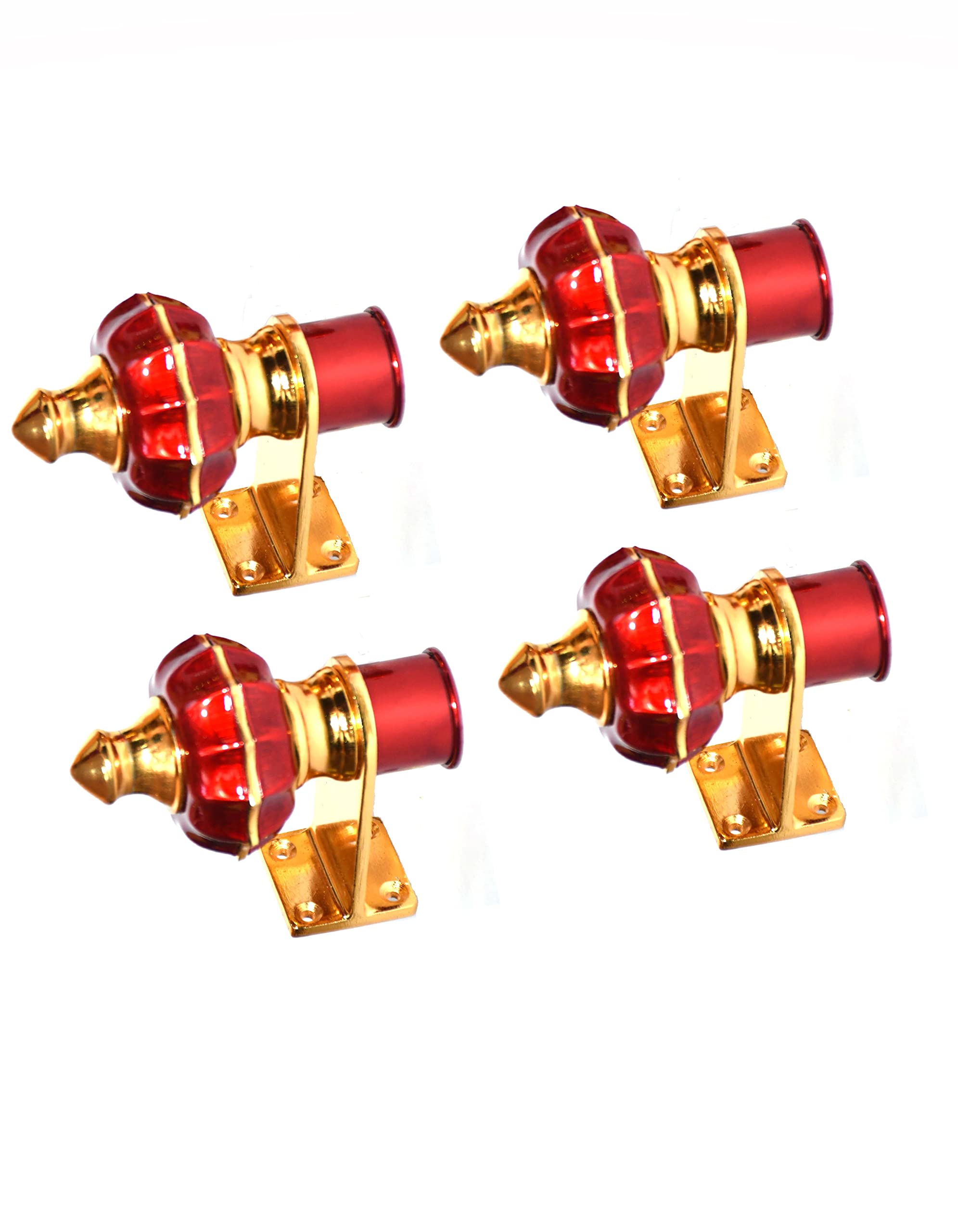 GHAR DWAR Ghardwar (Pack of 2 Pair) Zinc Alloy Antique Mandir 12 Pehel Cherry Gold Finish Curtain Bracket Window Curtains Holder Support for Window & Door Fitting