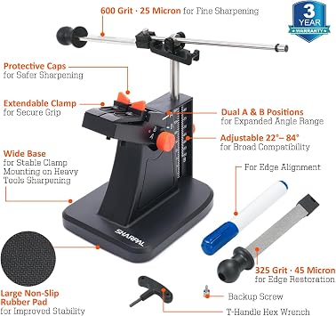SHARPAL 201H Scissor Sharpener Adjustable 22-84 Angle, 325/600 Grit Diamond Plates for Kitchen, Hair Cutting, Sewing Scissors, Lawn Mower Blades, Pruners, Hedge Shears Fathers Day Gift