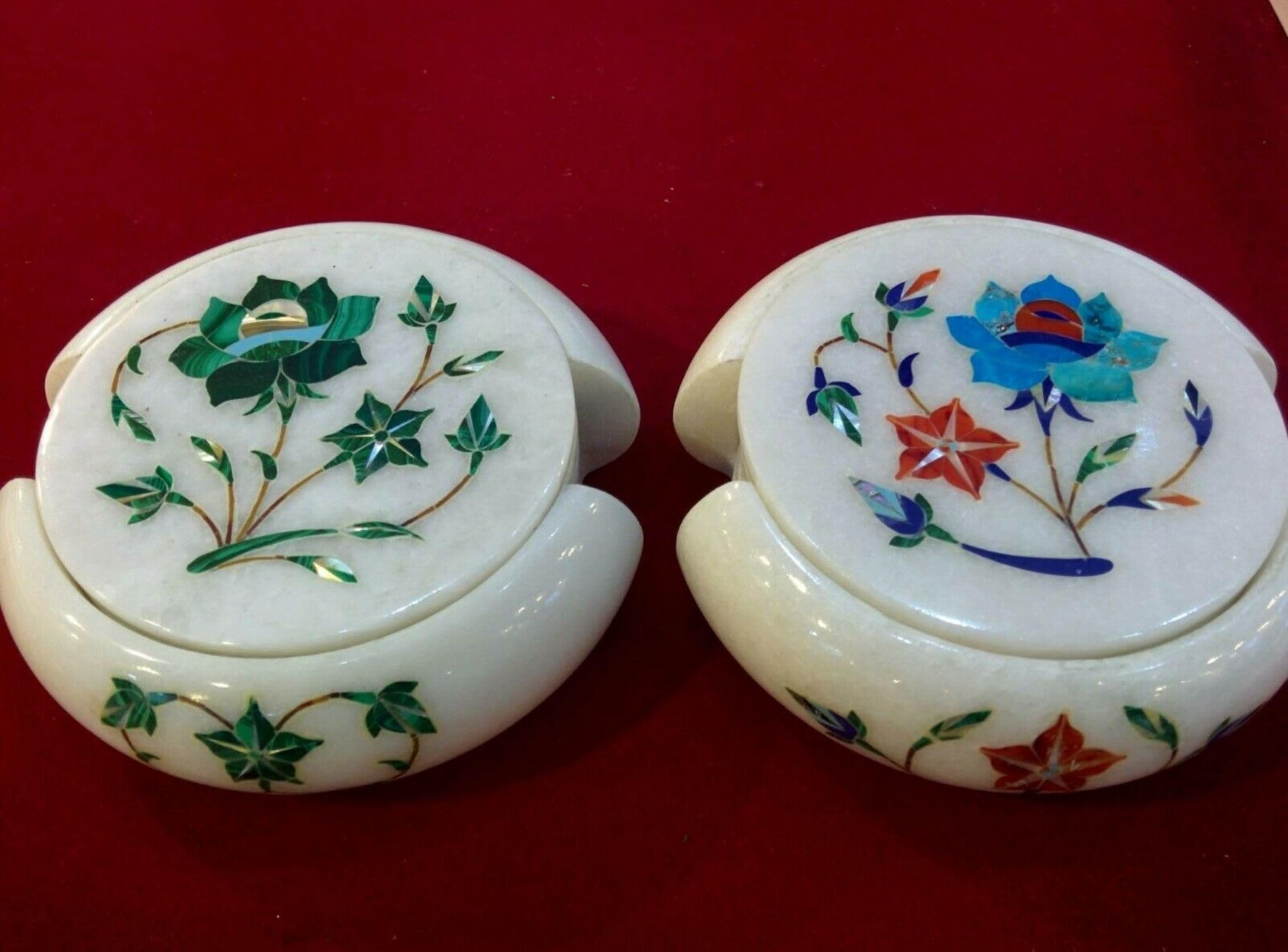 Dessous de verre en marbre anti-rayures | Lot de 2 reposes-verres larges de 11,4 cm