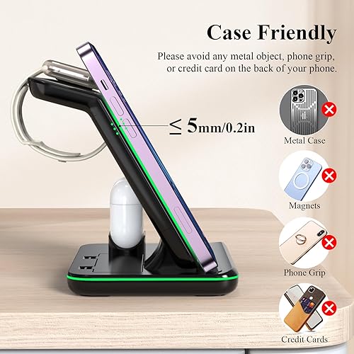 Miniatura 5 de Minthouz Cargador inalámbrico para teléfono, estación de carga rápida de 18 W para iWatch (el cargador de reloj no está incluido), AirPods, soporte