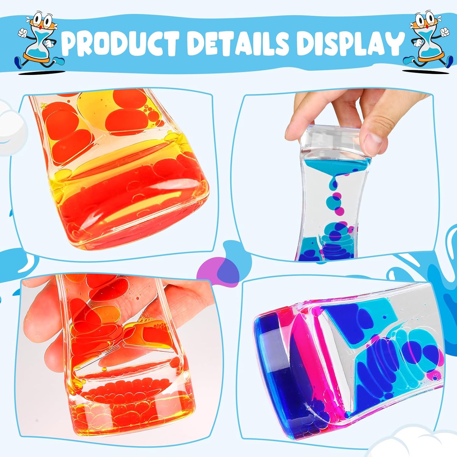 10 Pack Colorful Liquid Bubble Oil Hourglasses - Innovative Decompression Liquid Oil Hourglass Toys - Desktop Sensory Gadgets (10 Pack Colorful Liquid Motion Bubbler, Plastic) (Family Edition)