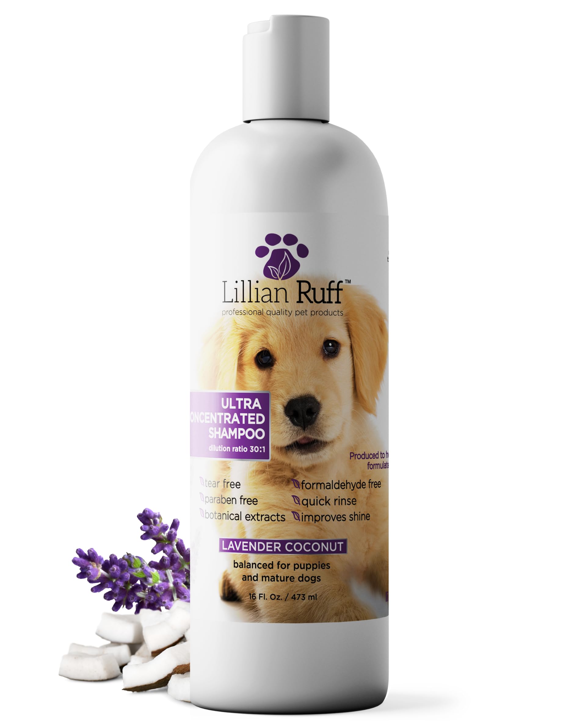 Lillian Ruff PRO Formula Ultra Concentrated Dog Shampoo – Makes 4 Gallons/30 Bottles, 30:1 Dilution, Professional Pet Shampoo for Sensitive Skin |