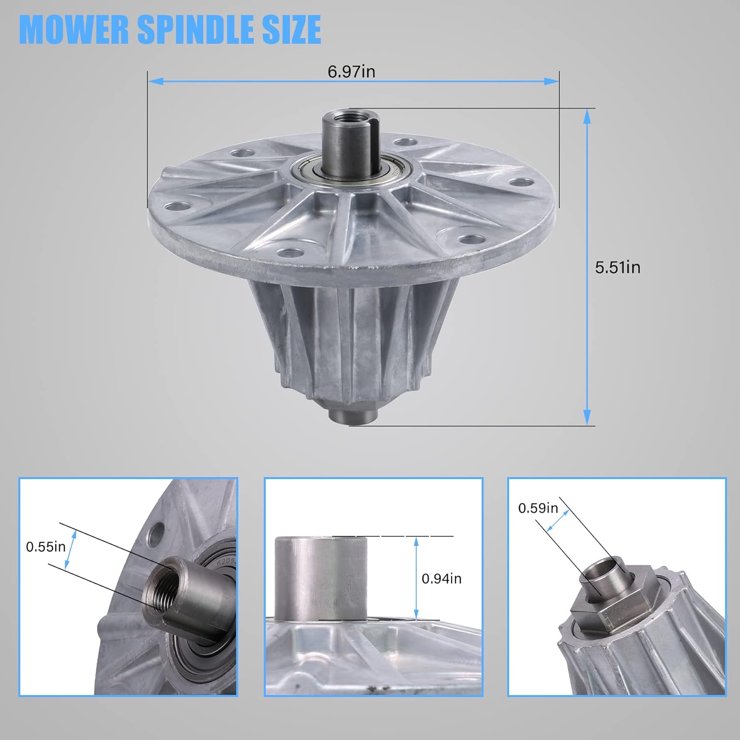 Mover Spindle Assembly 4171231 with Bearing Upgrade Replacement for Bobcat ZT3000 ZT3500 Lawm Mower Replaces 4115850 4165023 Deck Spindle Assembly