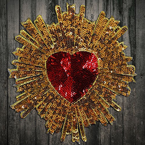 Embroidery Heart Large Patch Handmade Sequin Patches For Clothing Diy Iron On Patch Embroidery Flowers Parche Ropa 2Piece #TOP2