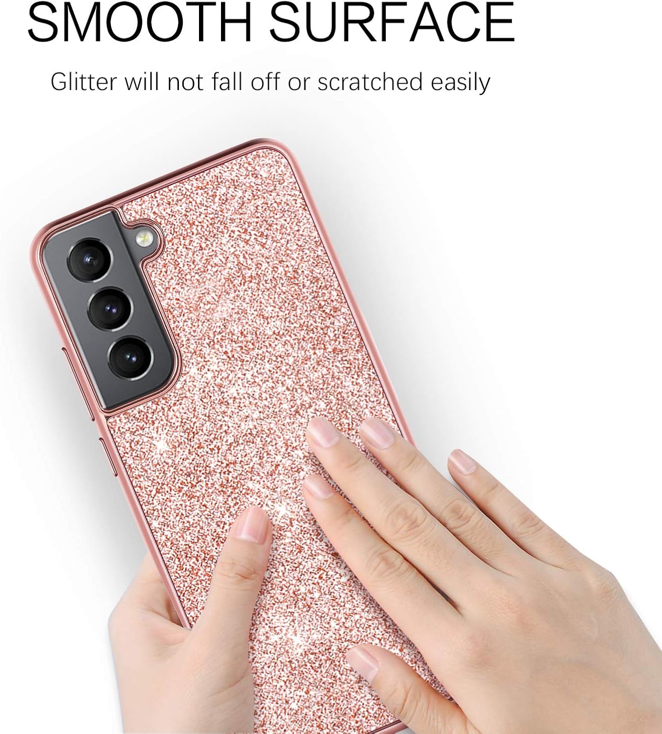 BENTOBEN Campatible with Samsung Galaxy S21 Case 6.2 inch (2021), Slim Thin Glitters Shockproof Protective Hybrid Hard PC Soft TPU Bumper Protection Girl Women Phone Cover for Galaxy S21 5G, Rose Gold