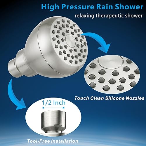 Miniatura 4 de Cabezal de ducha de alta presión, potente cabezal de ducha que aumenta la presión del baño, reemplazo universal perfecto para cabezales de ducha de