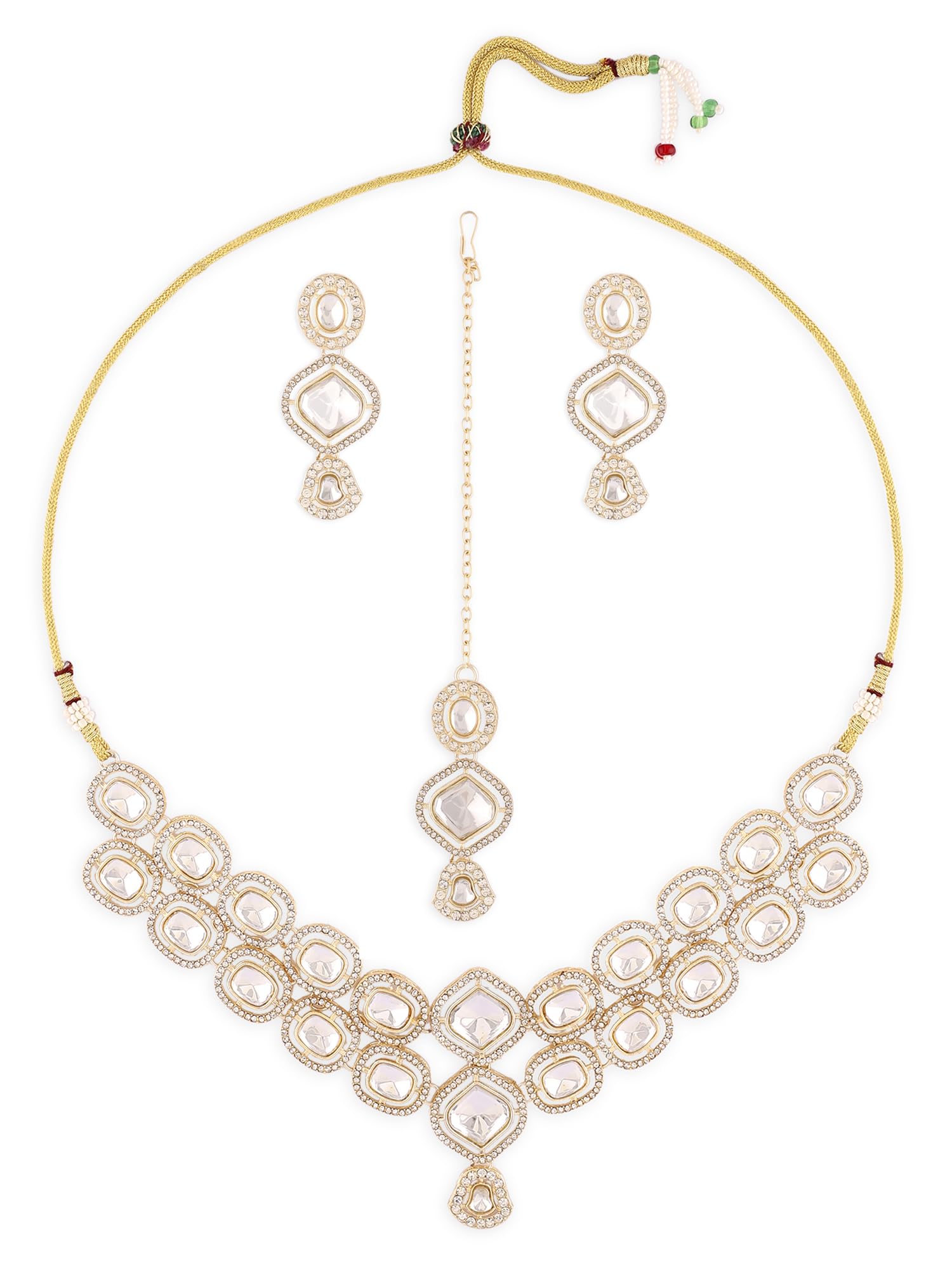 ZAVERI PEARLS Gold Tone Austrian Diamonds Artificial Stones Bridal Necklace Earring & Maangtikka Set For Women-ZPFK16921 (B0CN19BMTV) Amazon Price History, Amazon Price Tracker