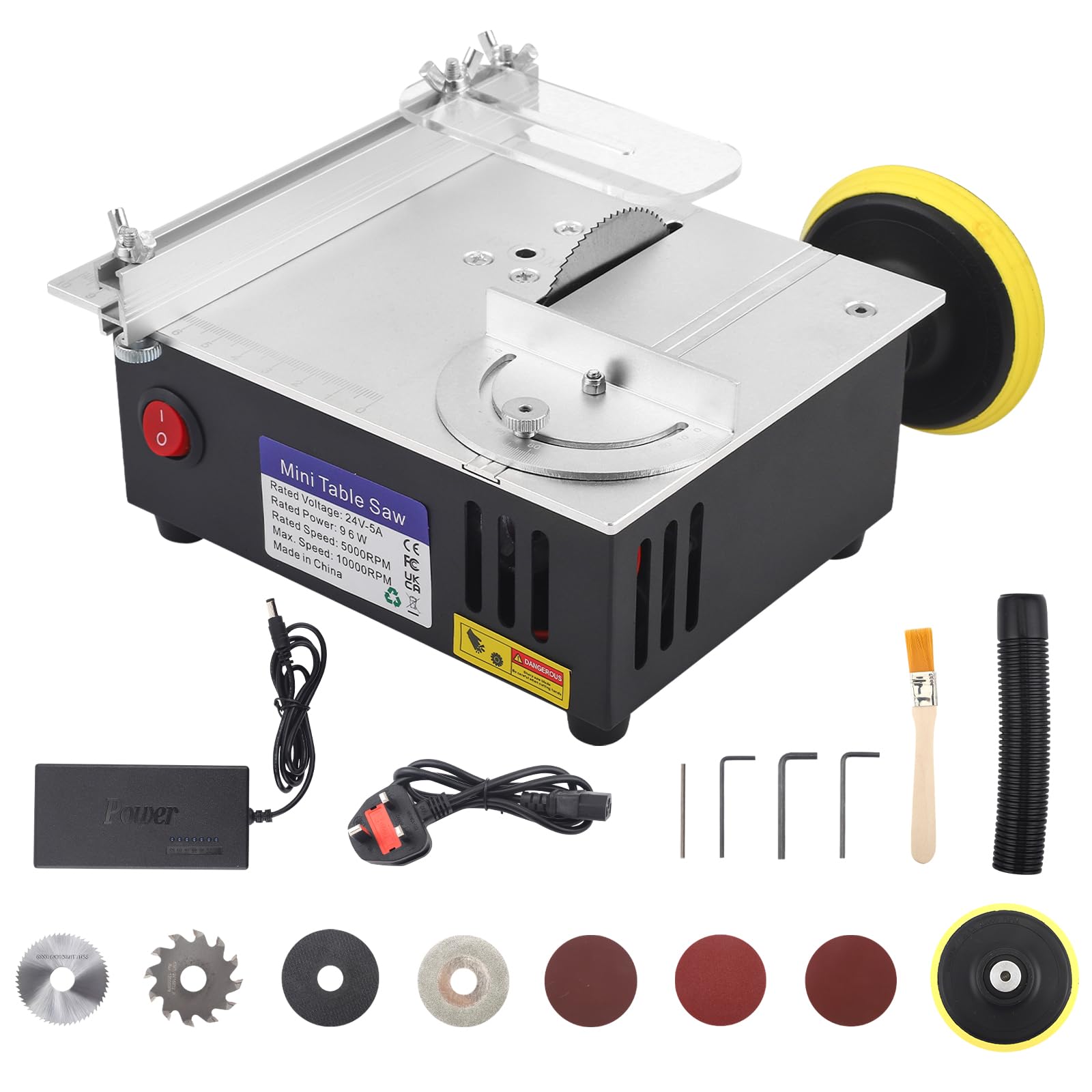 Mini Multi Functional Table Saw, 96W MiniTable Saw Height & Speed & Angle Adjustable, Portable Mini Desktop Saw for Wood Cutting, 7 Speed Small Table Saw for Wood Plastic Acrylic Cutting