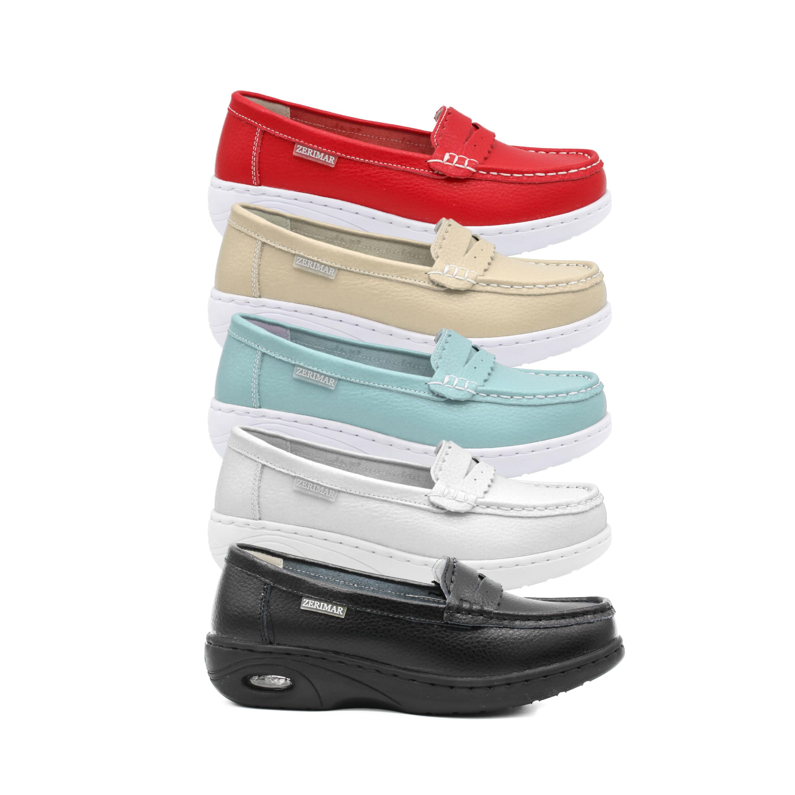 Zerimar Mocasines Mujer Piel con Antifaz | Zapatos Cómodos con Cámara de Aire y Tacón 3,5 cm