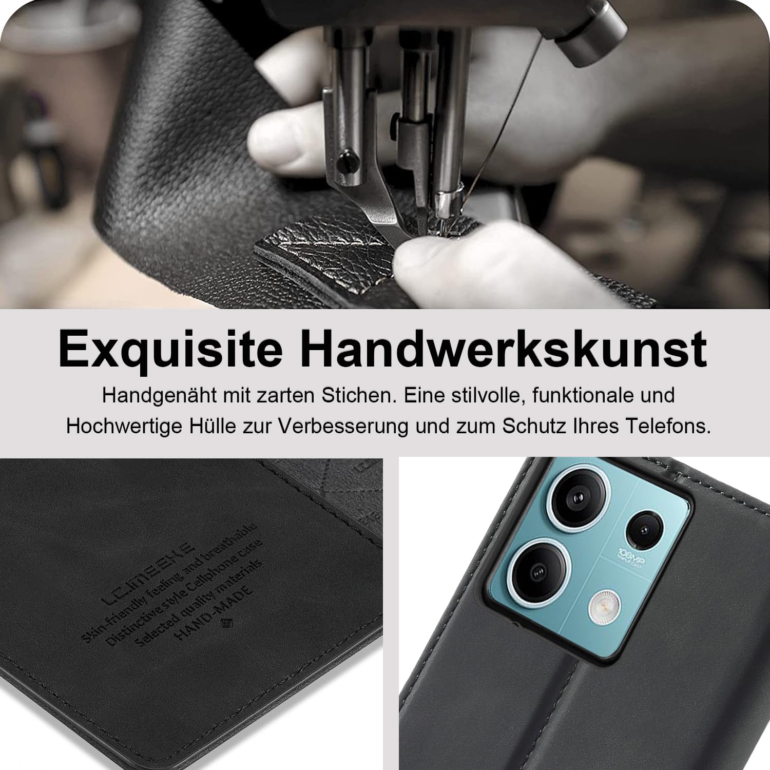 Custodia per Xiaomi Redmi Note 13 5G, custodia in pelle per