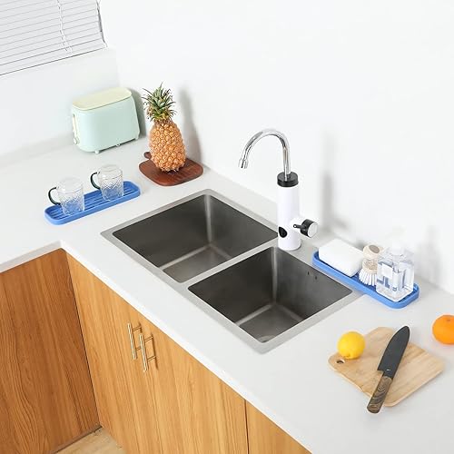 Miniatura 6 de Bandeja organizadora de fregadero de cocina de silicona para múltiples usos, soporte ecológico para esponjas de cocina, baño, encimera o fregadero,
