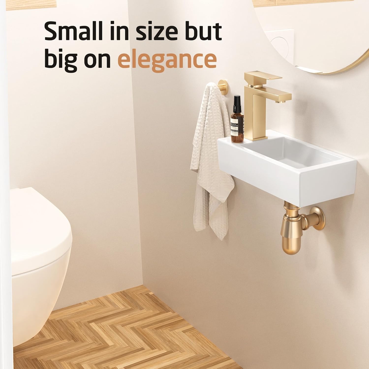 KES Sink, Small Sink 14.37" X 7", RV Mini Wall Mounted Floating Left Hand, BWS102