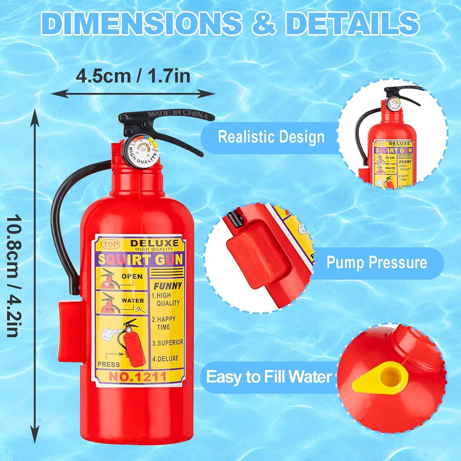10PCS Giocattoli Estintori, Mini Estintore Giocattolo d'acqua per la Piscina Partito Favore, Giochi Estivi per Bambini All'aperto