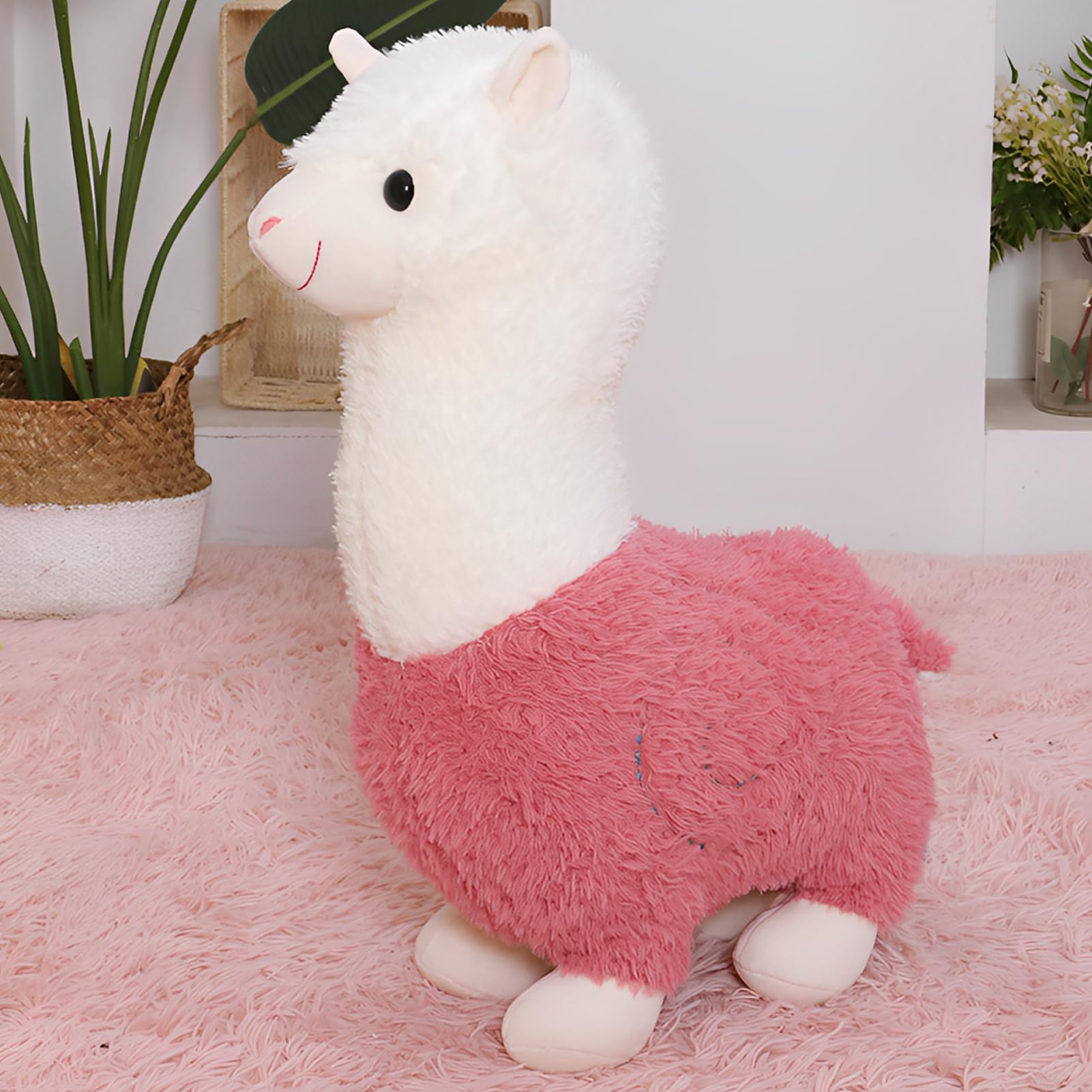 Alpaka Kuscheltier – 25 Cm Groß, Weiches Plüschtier Aus Lockigem Plüsch, Perfekt Für Kinder & Sammler (weiß)
