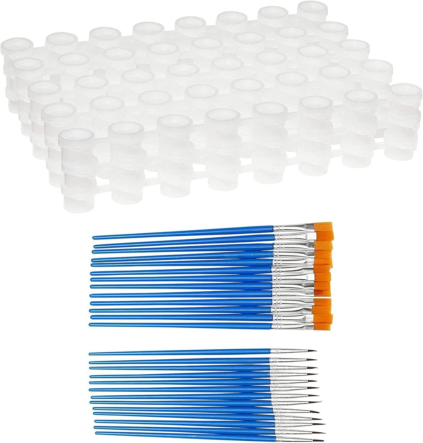 Empty Paint Pot Strips with Lids and 26 Brushes, 25 Strips