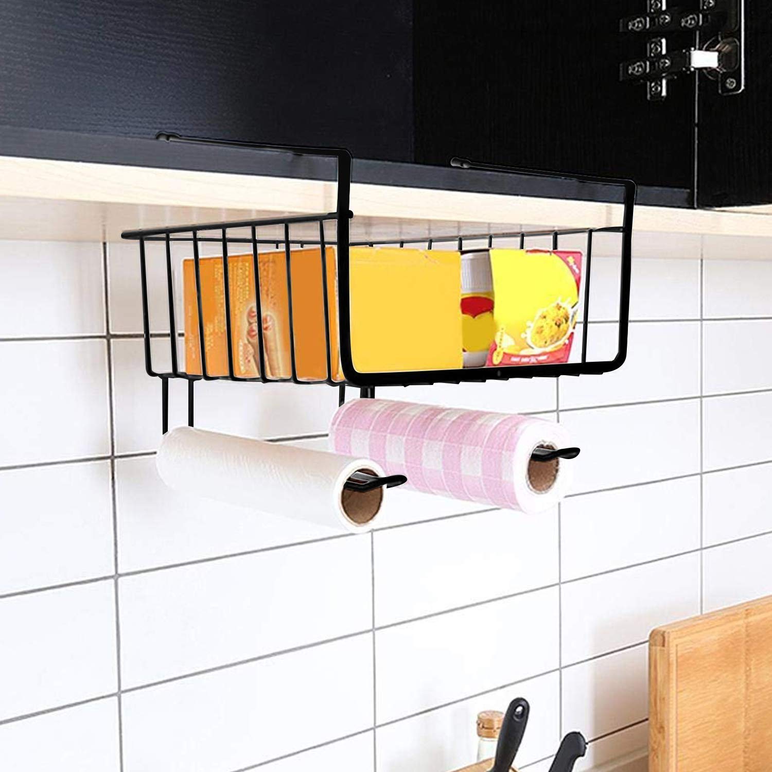 Pikify Under Shelf Hanger Basket Steel Wire Rack Storage for Kitchen & Bathroom Organizer Assorted Colour: Black (28.5 x 26 x 19.5cm) -3 Piece (B082PVDJ98) Amazon Price History, Amazon Price Tracker