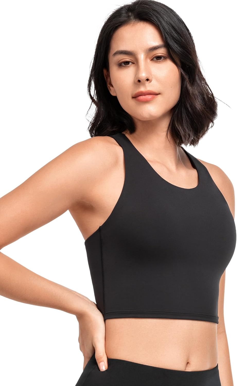 Yvette Longline Yoga Bras Gym Top for Women Sports Bra Racerback Workout with Removable Pads - Image 3