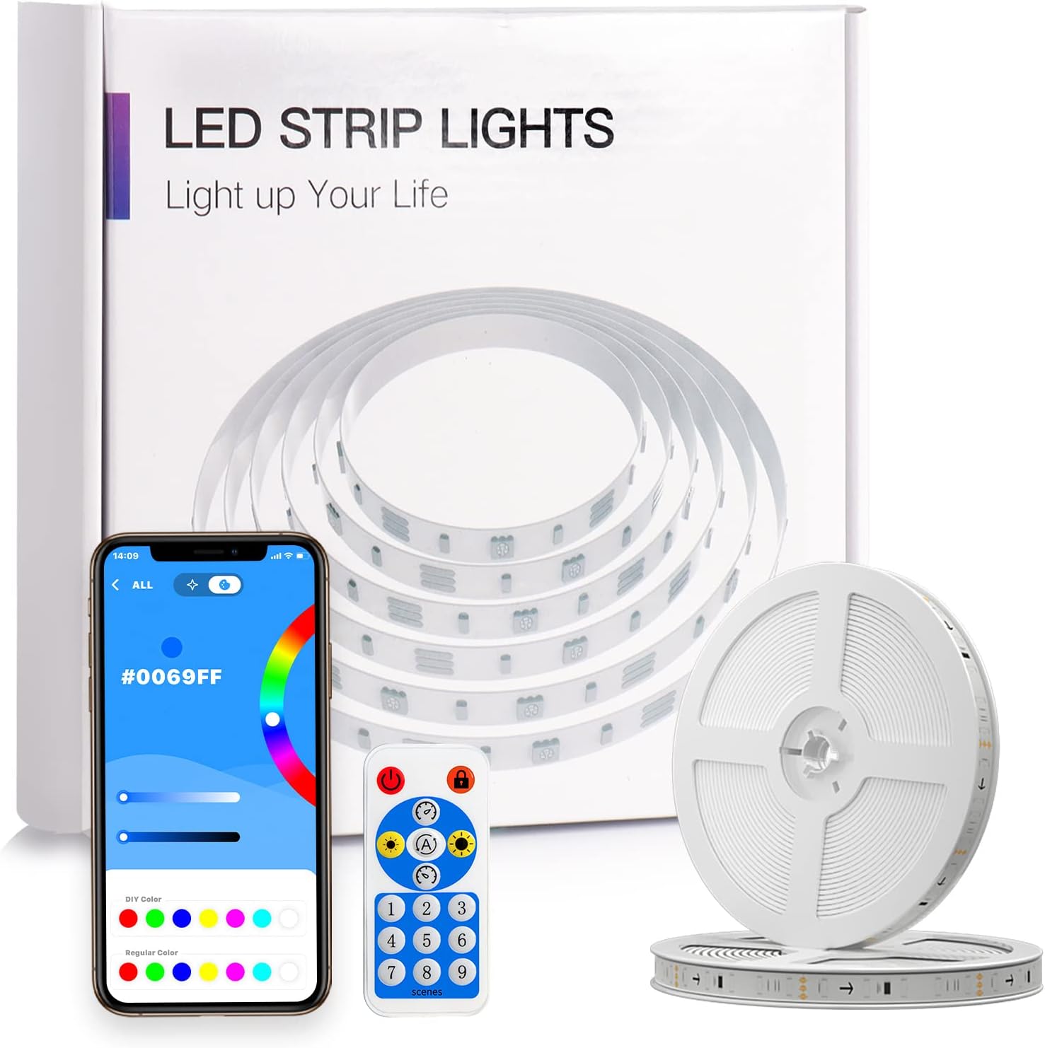 Sanwo 600 LED Dream Color Strip Light RGB-IC 65.6Ft Super-Long LED Light Strips with Remote, Control Box and App, 9 Scenes Mode and Music Sync LED Lights for Home Kitchen