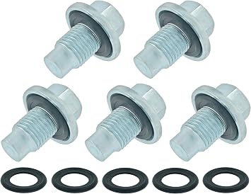 5 PCS M14x1.5 Oil Drain Plug Pilot Point Fit for Ford F250 F350 F450 F550, Expedition, Transit, GM, Replace 090-161, 090-161.1, 65266, 090-937CD, 11569943, F75Z-6730-BA, XW4Z-6730-AA, F6TZ-6730-BA