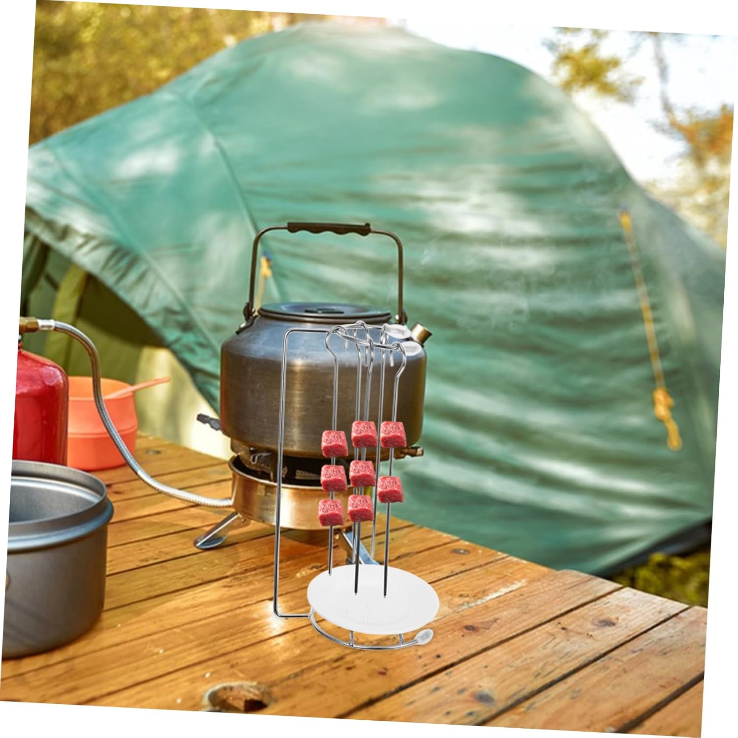 Generic 2 Sets Kebab Hanger Griddle Pan Burger My Spike Cooking Rack Clip Hangers Skewers The Marshmallow Grill Vertical Skewer Hook Taco Outdoor Grilling Double Hanging Kebobs Kit Plastic