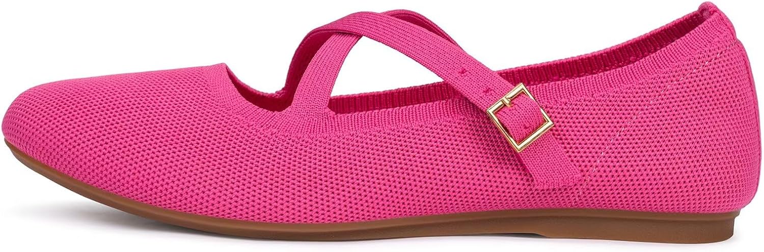 FRANK MULLY Women's Mary Jane Flats Knit Ballet Criss Cross Ankle Strap Flat Shoes - Image 5