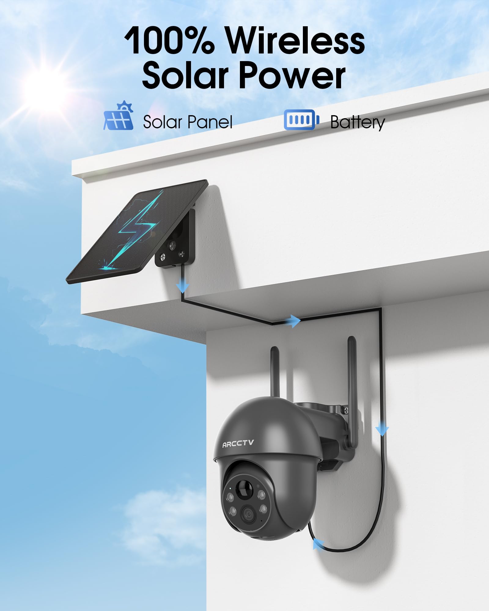 ARCCTV 4MP 360° Solar Camera (Grey) Gallery Image