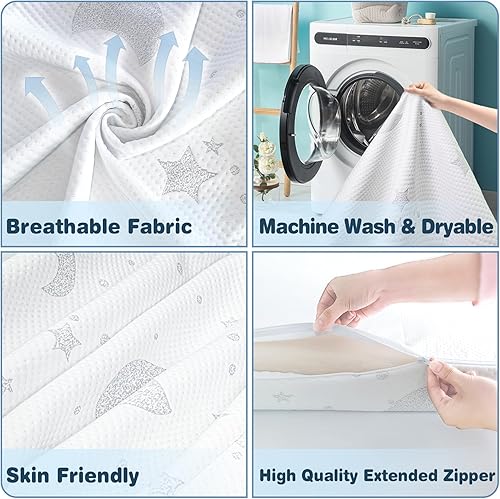 Miniatura 5 de Pack and Play - Colchón de espuma viscoelástica de doble cara, 38 x 26 pulgadas, colchón triple Pack N Play con bolsa de transporte, colchón