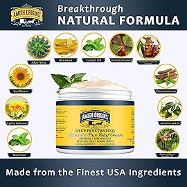 Amish Origins Arthritis Pain Relief Cream - 14 oz - Maximum Strength Deep Penetrating for Joint, Muscle, Knee, Back, Feet, Hand, Ankle, Aches (14 Fl Oz (Pack of 1))
