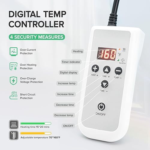 Miniatura 2 de Calentador de piedras de masaje portátil con adaptador de automóvil, juego de palos de masaje de bambú eléctrico para spa, juego de masaje de bambú